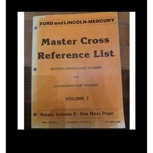 1986 Ford Lincoln Mercury Master Cross Reference List Vol 7 Part Numbers‎ Manual